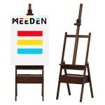 MEEDEN Studio H-Frame Easel with Art Supply Storage Drawer - Adjustable (60"~75") Solid Beech Wood Easel Stand for Artists, Students and Adults, Holds Canvas Art up to 36" - Walnut