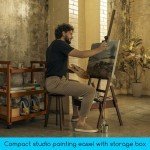 MEEDEN Studio H-Frame Easel with Art Supply Storage Drawer - Adjustable (60"~75") Solid Beech Wood Easel Stand for Artists, Students and Adults, Holds Canvas Art up to 36" - Walnut