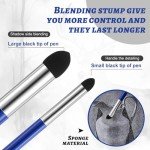 Kosiz 12 Pcs Artist Blending Sponge Pen 2 Sizes Double Headed Washable Blending Stump Pencil Sketch Pastel Rubbing Sponge Brush Stick Art Foam Drawing Tool for Artist Beginners Supplies