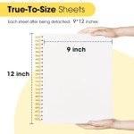 9" x 12" Sketch Book with Bookmark Ruler, 100 Sheets Spiral Sketchbook for Drawing (68lb/100gsm), Acid Free Sketch Pad Artist Sketching Drawing Paper for Kids Teens Adults Artists, 1 Pack