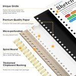 9" x 12" Sketch Book with Bookmark Ruler, 100 Sheets Spiral Sketchbook for Drawing (68lb/100gsm), Acid Free Sketch Pad Artist Sketching Drawing Paper for Kids Teens Adults Artists, 1 Pack