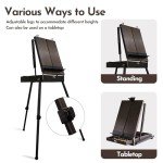 CONDA 70” French Easel with Aluminum Legs, Folding Sketch Painting Easel with Drawer, Tripod Easel Stand for Painting, Sketching, Display