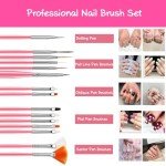 22 Pcs Nail Art Brushes Set, 1 Pcs Resin Nail Art Palette, 15 Pcs Nail Art Brushes, 5 Pcs Nail Art Dotting Pens, 1 Pcs Cosmetic Makeup Spatula Stirring Rod, Nail Design Tools for Nail Art Home Salon