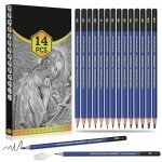 Daerthotk Pencils Drawing Sketching Set 14 pcs Graphite (12B - 6H) Kit Soft Pencils Ideal Gift for Drawing Art, Sketching, Shading, Artist Pencils for Beginners Pro Artists