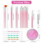 22 Pcs Nail Art Brushes Set, 1 Pcs Resin Nail Art Palette, 15 Pcs Nail Art Brushes, 5 Pcs Nail Art Dotting Pens, 1 Pcs Cosmetic Makeup Spatula Stirring Rod, Nail Design Tools for Nail Art Home Salon
