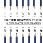 Daerthotk Pencils Drawing Sketching Set 14 pcs Graphite (12B - 6H) Kit Soft Pencils Ideal Gift for Drawing Art, Sketching, Shading, Artist Pencils for Beginners Pro Artists