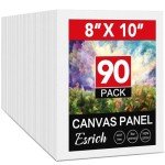 ESRICH Canvas Boards for Painting, 90 Pack Canvases for Painting 8x10 Cotton Primed Acid Free Blank Canvas Panels for Oil Paint, Watercolor, Acrylic Paint, Gouache and Tempera.