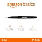 Amazon Basics Felt Tip Marker Pens, Versatile for Writing, Drawing, and Journaling, Black, 24-Pack