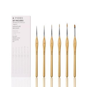 6Pcs Miniature Paint Brushes Set with Triangular Handles - for Acrylics, Oils, Watercolors & Paint by Number, Figurine