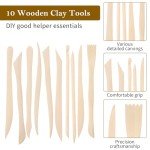 10Pcs Wooden Clay Sculpting Tools Double Ended Clay Modeling Tools 6.22 Inch Pottery Sculpting Tools for Cutting Soap Carving Smoothing Clay Supplies