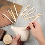 10Pcs Wooden Clay Sculpting Tools Double Ended Clay Modeling Tools 6.22 Inch Pottery Sculpting Tools for Cutting Soap Carving Smoothing Clay Supplies