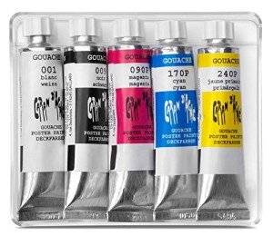 Caran D'ache Gouache 3 Primary Colors Plus Black & White, 10 ml (2003.305)