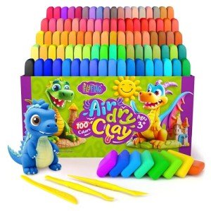 FlyFlag Air Dry Clay - 100 Colors, Soft & Ultra Light, Modeling Clay for Kids with Tools and Tutorials