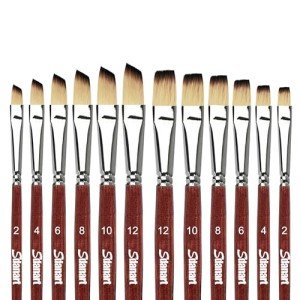 Sdanart Watercolor Brushes Professional 12 PCS , 6 Flat Painting Brush and 6 Angled Paintbrush for Watercolors,Acrylics,Oil,Gouache,Ink,Different Size Paintbrushes Perfect for Artists and Beginners