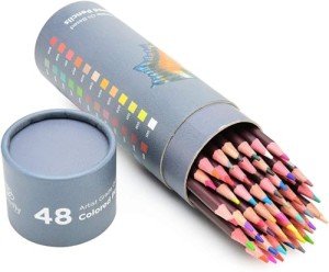 Art-n-Fly 48 Oil Pastel Pencils for Artistst - Oil Based Colored Pencils - Drawing, Sketching and Adult Coloring - Soft Core Art Coloring Pencils Set with Skin Tone