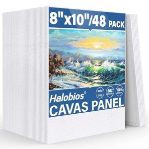 Halobios Canvas Boards for Painting 8x10 Inch, 48 Pack Blanck Canvas Panels Art Painting Supplies, 100% Cotton Primed Painting Supplies for Acrylic, Oil, Tempera & Watercolor Paint