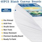 Halobios Canvas Boards for Painting 8x10 Inch, 48 Pack Blanck Canvas Panels Art Painting Supplies, 100% Cotton Primed Painting Supplies for Acrylic, Oil, Tempera & Watercolor Paint