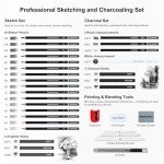 Kird Barken 33 Piece Sketching Pencil Set - 5H to 14B Pencils, Charcoal Pencils, Charcoal Sticks,Graphite Sticks,Painting tools – drawing pencil set for Beginners, Artists, Students, Kids