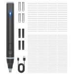 Foyucool Electric Eraser, USB C Rechargeable Pencil Eraser with 220 Eraser Refills, 2 Eraser Sizes, Comfort Grip Art Eraser for Drawing, Ideal for Artists, Students, Sketch, Engineers, Black