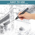 Foyucool Electric Eraser, USB C Rechargeable Pencil Eraser with 220 Eraser Refills, 2 Eraser Sizes, Comfort Grip Art Eraser for Drawing, Ideal for Artists, Students, Sketch, Engineers, Black