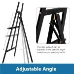 Somime A - Frame Wooden Display Easel - Adjustable Lyre Beechwood Studio Easel Stand Holding Canvas Up to 90", Inclinable Artist Floor Painting Easel for Artwork Painting, Black