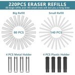 Foyucool Electric Eraser, USB C Rechargeable Pencil Eraser with 220 Eraser Refills, 2 Eraser Sizes, Comfort Grip Art Eraser for Drawing, Ideal for Artists, Students, Sketch, Engineers, Black