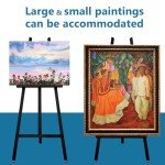 Somime A - Frame Wooden Display Easel - Adjustable Lyre Beechwood Studio Easel Stand Holding Canvas Up to 90", Inclinable Artist Floor Painting Easel for Artwork Painting, Black