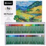 Artecho Oil Pastels Set of 50 Colors (8 x 60 mm), Soft Oil Pastels for Art Painting, Drawing, Blending, Art Supplies for Artists, Beginners, Students, Teachers