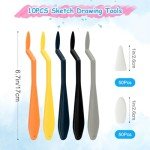 5 Sets 110PCS Sketch Drawing Tools Blending Stumps for Drawing Supplies, Paper Art Blenders Sketch Drawing Tools with Sketch Wipe Scrapers Rub Sponge Wiper Pencils for Artist