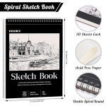 4 Pack Sketch Book, 8.5 x 11Inch Sketchbook, 68lb/100gsm Top Spiral Bound Sketch Pad, Acid Free Art Supplies Drawing Painting Sketching Paper for Teens Adults Artists (30 Sheets Each)