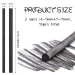 Soft Willow Drawing Charcoal 50 Pieces Natural Willow Charcoal Sticks for Drawing, Sketching Shading Artists Beginners or Students of All Skill Levels Supplies, 2 Box 4 - 5 mm 5 - 7 mm in Diameter