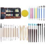 LANGQUN 35pcs Clay Sculpting and Pottery Tools Kit - Air Dry and Polymer Clay Dotting Tools - Ceramic Supplies for Modeling and Shaping - For Kids and Adults