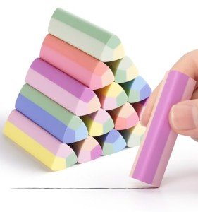 Pindda 15 Pack Pencil Erasers, Colored Eraser for Kids Cute Orradores Escolares Eraser for School Office Art Erasers for Drawing