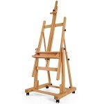 VISWIN Heavy-Duty H Frame Easel, Hold Canvas to 82", Tilts Flat, Adjustable Beech Wood Large Easel for Painting with Storage & 4 Wheels, Professional Floor Art Easel Stand for Adults, Artists
