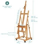 VISWIN Heavy-Duty H Frame Easel, Hold Canvas to 82", Tilts Flat, Adjustable Beech Wood Large Easel for Painting with Storage & 4 Wheels, Professional Floor Art Easel Stand for Adults, Artists