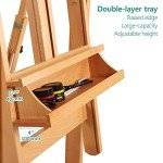 VISWIN Heavy-Duty H Frame Easel, Hold Canvas to 82", Tilts Flat, Adjustable Beech Wood Large Easel for Painting with Storage & 4 Wheels, Professional Floor Art Easel Stand for Adults, Artists