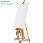 VISWIN Heavy-Duty H Frame Easel, Hold Canvas to 82", Tilts Flat, Adjustable Beech Wood Large Easel for Painting with Storage & 4 Wheels, Professional Floor Art Easel Stand for Adults, Artists