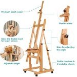 VISWIN Heavy-Duty H Frame Easel, Hold Canvas to 82", Tilts Flat, Adjustable Beech Wood Large Easel for Painting with Storage & 4 Wheels, Professional Floor Art Easel Stand for Adults, Artists
