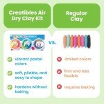 Ooly Creatibles, 12 Colors Air Dry Clay Kit for Kids Craft, Modeling Clay with 3 Shaping Tools, Craft Supplies & Materials, Airdry DIY Art Set for Kids Ages 6 and Up