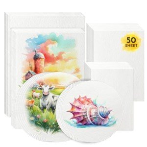 AROIC 50 Sheets Watercolor Paper Bulk, 6 Sizes 9" x 12",8" x 10",8" x 8" etc.(300 GSM), White Water Color Paper for Kids, Adults, Artists, Painting & Craft Paper, Watercolor Paper, Drawing Supplies
