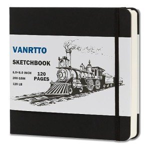 Hardcover Sketch Book, Square Sketchbook with 120LB/200GSM Thick Drawing Paper, 120 Pages/60 Sheets Sketch Pad for Adults and Kids, Large Mixed Media Sketchbook on 8x8 Inch
