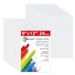 Simetufy 24 Pack 9 x 12 inch Flat Canvas Boards for Painting- 8oz Gesso Primed Acid-Free 100% Cotton Canvas Panels for Acrylics Oil Watercolor Tempera Paints