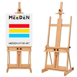 MEEDEN Large H-Frame Easel - Wooden Easel Stand for Display & Painting, Holds Canvases Up to 78", "Natural Color