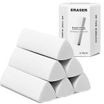 Pencil Erasers, White Erasers for Art, School, Office, Pack of 6
