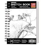 FIXSMITH 5.5"X8.5" Sketch Book | 100 Sheets (68 lb/100gsm) Sketchbook| Acid Free Drawing Paper | Spiral Bound Artist Sketch Pad | for Kids, Beginners, Artists & Professionals | Bright White