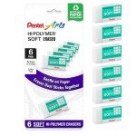 Pentel Hi-Polymer Soft Eraser, Pack of 6 (ZES08PF6)