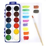 Watercolor Paint Pack with Wood Brushes 12 Washable Colors (0.61 Ounce (Pack of 18))