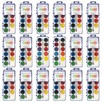Watercolor Paint Pack with Wood Brushes 12 Washable Colors (0.61 Ounce (Pack of 18))