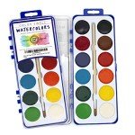Watercolor Paint Pack with Wood Brushes 12 Washable Colors (0.61 Ounce (Pack of 18))