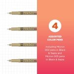 Sakura 50047 Micron 003/005 4PC Set Fine Tip Pen, Black/Sepia 4CT, 4 Count